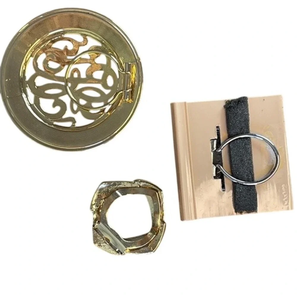 Scarf Clip Set Gold Silver Tone Vintage Geometric Filigree‎ 3pc Bundle